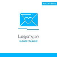 e-mail amor coração casamento modelo de logotipo sólido azul lugar para tagline vetor