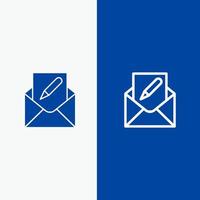 redigir editar envelope de e-mail linha de correio e ícone sólido glifo banner azul linha e ícone sólido glifo banner azul vetor