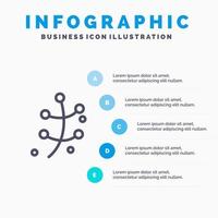 ícone de linha de primavera de planta de folha de crescimento com fundo de infográficos de apresentação de 5 etapas vetor