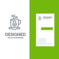 design de logotipo cinza quente de chá de café e modelo de cartão de visita vetor
