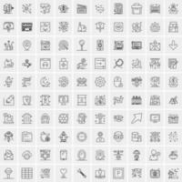 pacote de 100 ícones de linha universal para mobile e web vetor