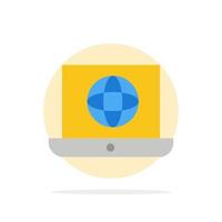 ícone de cor plana de fundo de círculo abstrato técnico globo mundo laptop vetor