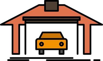 modelo de banner de ícone de vetor de ícone de cor plana de construção de carro de construção de garagem