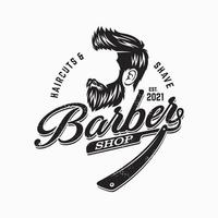 ilustração vetorial de logotipo de barba, modelo de logotipo de barbearia, vetor de homens de corte de cabelo