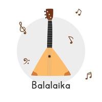 balalaica clipart dos desenhos animados. simples bonito balalaica tradicional instrumento musical de cordas russa ilustração em vetor plana. estilo de doodle desenhado à mão balalaika instrumento de cordas. instrumento folclórico russo