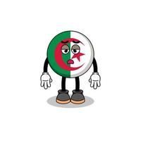 desenho de bandeira da argélia com gesto de fadiga vetor