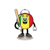 desenho animado do mascote da bandeira do senegal como jogador de beisebol vetor