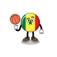 ilustração da bandeira do senegal como jogador de basquete vetor