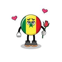 mascote da bandeira do senegal se apaixonando vetor