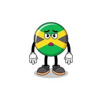 ilustração dos desenhos animados da bandeira da jamaica com cara triste vetor