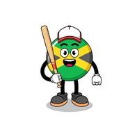 desenho animado de mascote da bandeira da jamaica como jogador de beisebol vetor