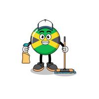 mascote de personagem da bandeira da jamaica como serviços de limpeza vetor