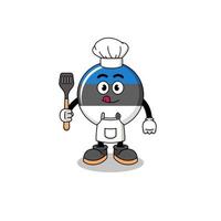 ilustração de mascote do chef de bandeira da estônia vetor