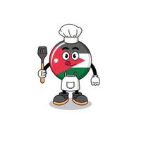 ilustração de mascote do chef da bandeira da Jordânia vetor