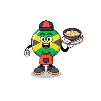 ilustração da bandeira da jamaica como um chef asiático vetor