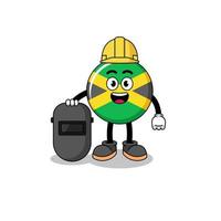 mascote da bandeira da jamaica como soldador vetor