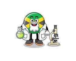 mascote da bandeira da jamaica como cientista vetor