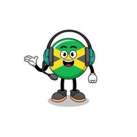 ilustração de mascote da bandeira da jamaica como um serviço ao cliente vetor