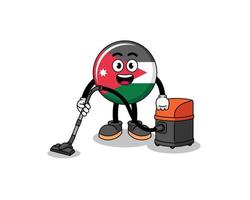 mascote de personagem da bandeira da Jordânia segurando aspirador de pó vetor