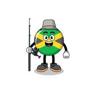 ilustração de mascote do pescador de bandeira da jamaica vetor