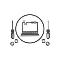 serviço de computador e ilustração vetorial de ícone de logotipo de reparo vetor