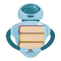 vetor de desenhos animados de ícone de bot de pilha de livros. estudo de negócios