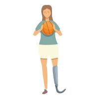 vetor de desenhos animados de ícone de jogador de basquete com deficiência. treinamento esportivo