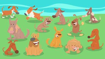 grupo de personagens de animais em quadrinhos de cães vetor