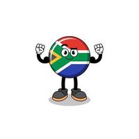 desenho de mascote da bandeira da áfrica do sul posando com músculo vetor