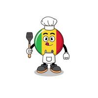 ilustração de mascote do chef da bandeira do mali vetor