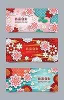 lindos banners de gong xi fa cai chinês de ano novo vetor