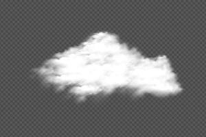 vetor de nuvem esfumaçada em um fundo transparente para decoração de modelo. nuvem e textura de fumaça em um fundo escuro. design de vetor de céu nublado realista para ambiente de névoa. nuvem branca isolada.