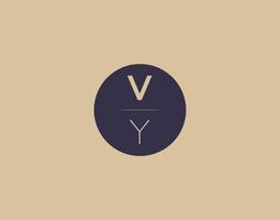 imagens vetoriais de design de logotipo moderno e elegante de carta vy vetor