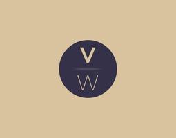 imagens vetoriais de design de logotipo moderno e elegante de carta vw vetor
