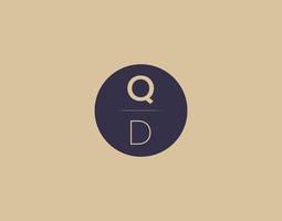 imagens vetoriais de design de logotipo moderno e elegante de letra qd vetor