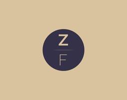imagens vetoriais de design de logotipo moderno e elegante da letra zf vetor