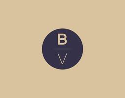 imagens vetoriais de design de logotipo moderno e elegante de letra bv vetor