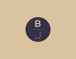 imagens vetoriais de design de logotipo moderno e elegante de letra bj vetor