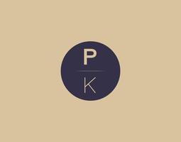 imagens vetoriais de design de logotipo moderno e elegante de carta pk vetor
