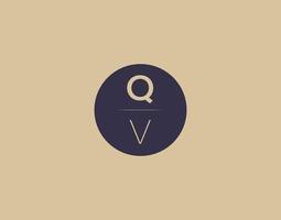 imagens vetoriais de design de logotipo moderno e elegante de letra qv vetor