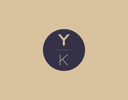 imagens vetoriais de design de logotipo moderno e elegante de carta yk vetor