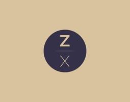 imagens vetoriais de design de logotipo moderno e elegante de letra zx vetor