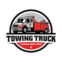 vetor de logotipo de ilustração de caminhão de reboque e serviço