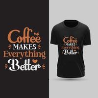 design de camiseta vetorial de tipografia de café vetor