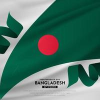 fundo abstrato do projeto do dia da independência de bangladesh com vetor de bandeira ondulada.