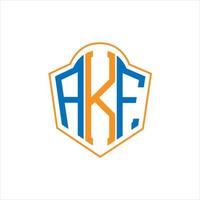 akf design de logotipo escudo monograma abstrato sobre fundo branco. logotipo da carta inicial criativa akf. vetor