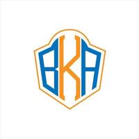 bka design de logotipo escudo monograma abstrato em fundo branco. bka logotipo criativo da letra inicial. vetor