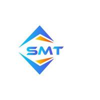 design de logotipo de tecnologia abstrata smt em fundo branco. conceito de logotipo de carta de iniciais criativas smt. vetor