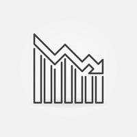 desvalorização gráfico em queda vetor conceito de recessão ícone de contorno mínimo