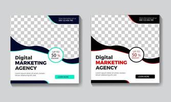 banner de mídia social de marketing de negócios digitais, modelo de postagem para marketing digital e promoção de venda de negócios. modelo de folheto quadrado com banner web editável, agência de marketing digital vetor